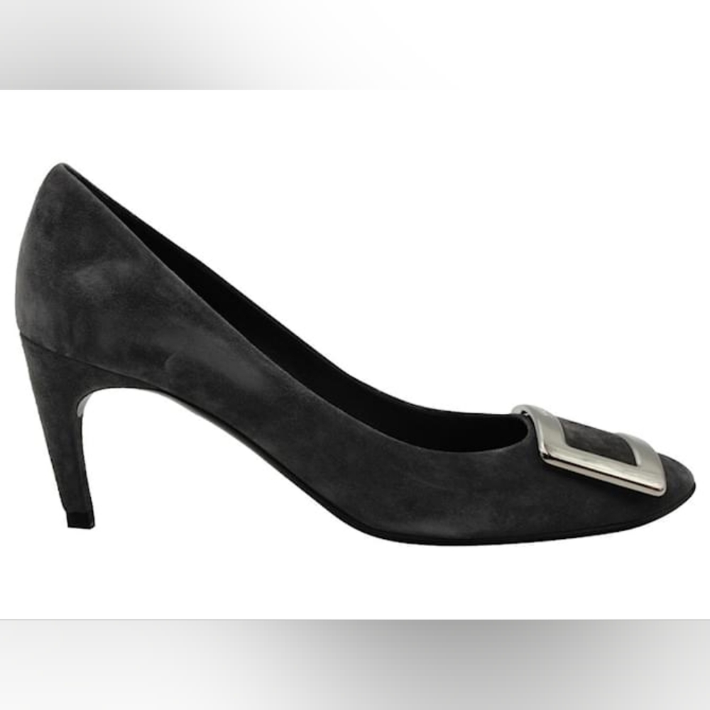 Roger Vivier Trompette Belle Pumps in Grey Suede Heels 38 - Picture 1 of 16